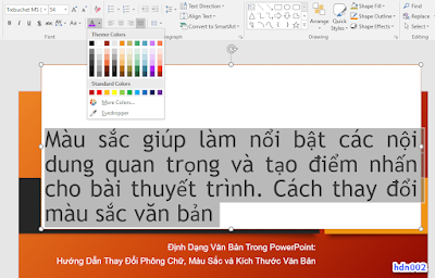 Định Dạng Văn Bản Trong PowerPoint: Hướng Dẫn Thay Đổi Phông Chữ, Màu Sắc và Kích Thước Văn Bản - hdn002