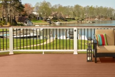 reasons to build a composite deck for your lake home trex decking lakeview outdoor living space with railing lights custom built michigan