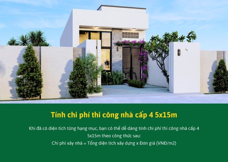 Tính chi phí thi công nhà cấp 4 5x15m Xây dựng Nhất Tín