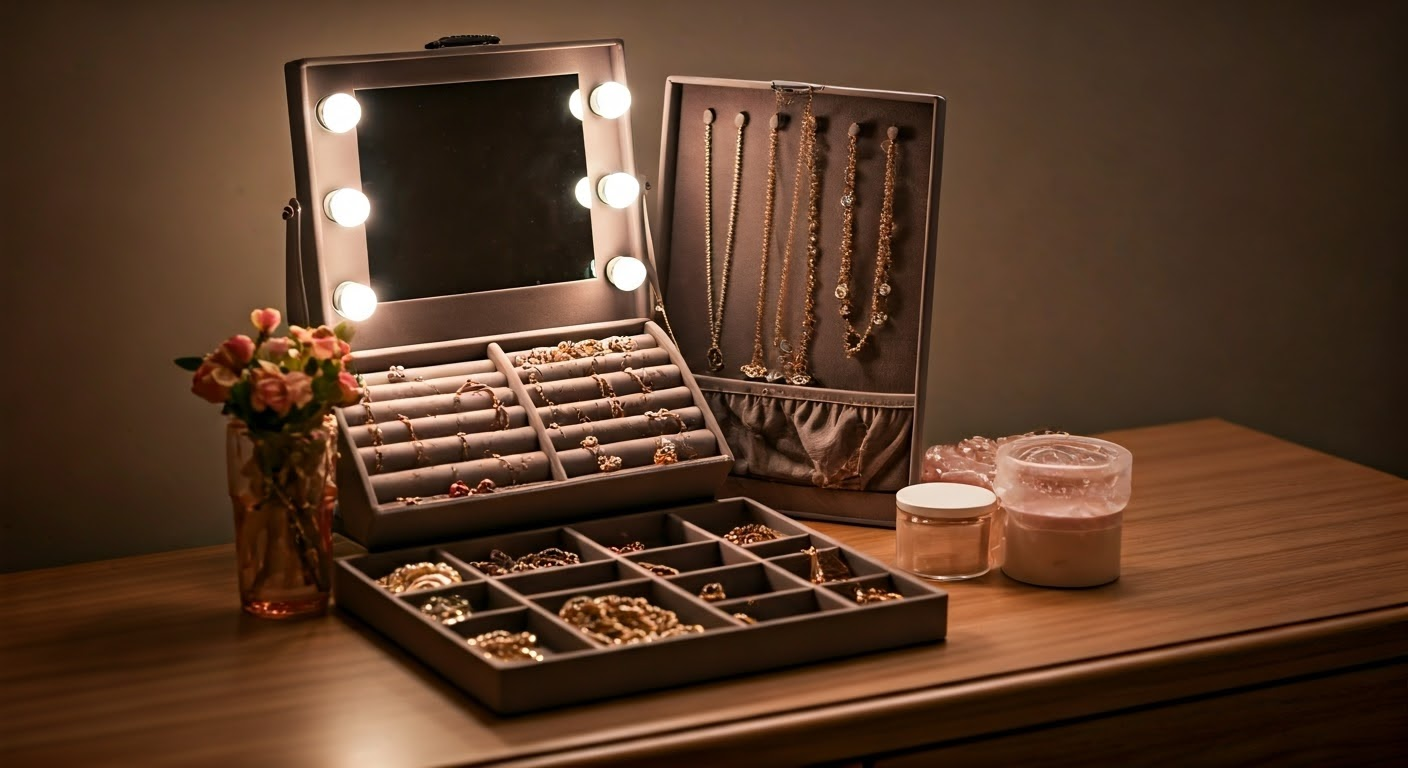 Multi-purpose jewellery organiser on dresser