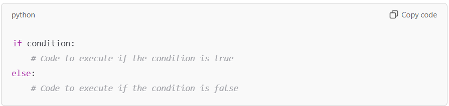 Syntax of if-else statement