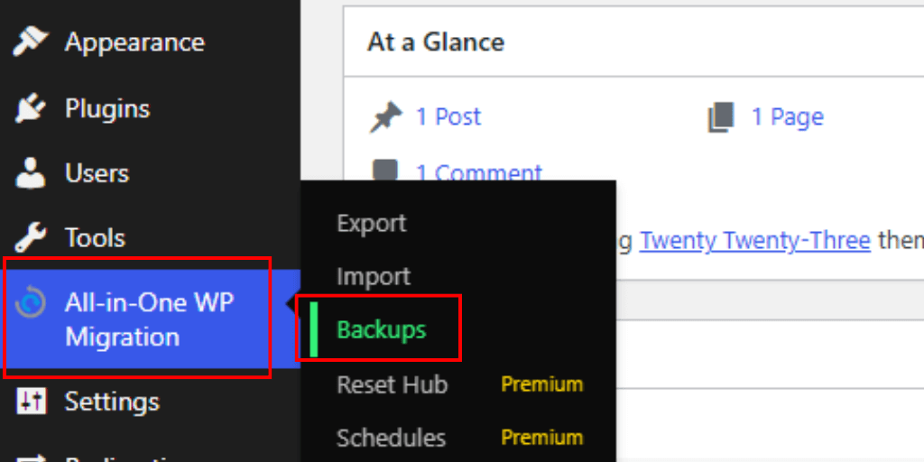Hit Backup Option