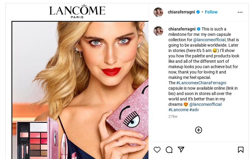 Lancome and Chiara ferragni