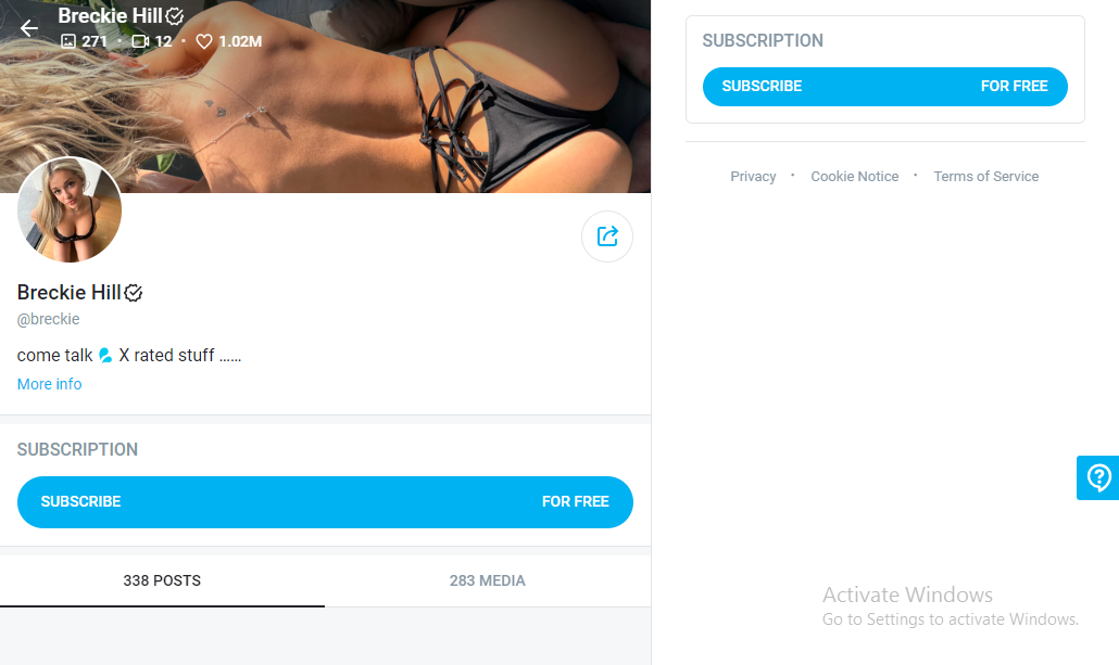 Breckie Hill OnlyFans page