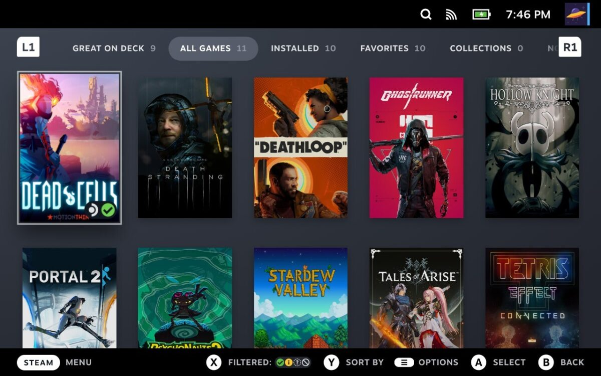 Steam OS showing various video games.