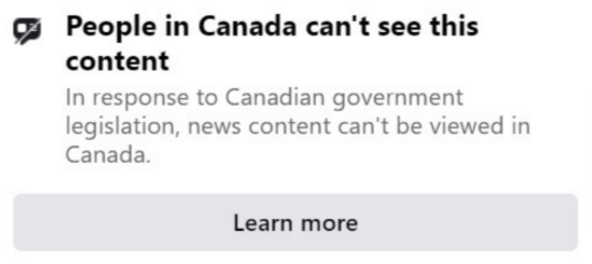 Radio Canada meta blocks news websites in Canada