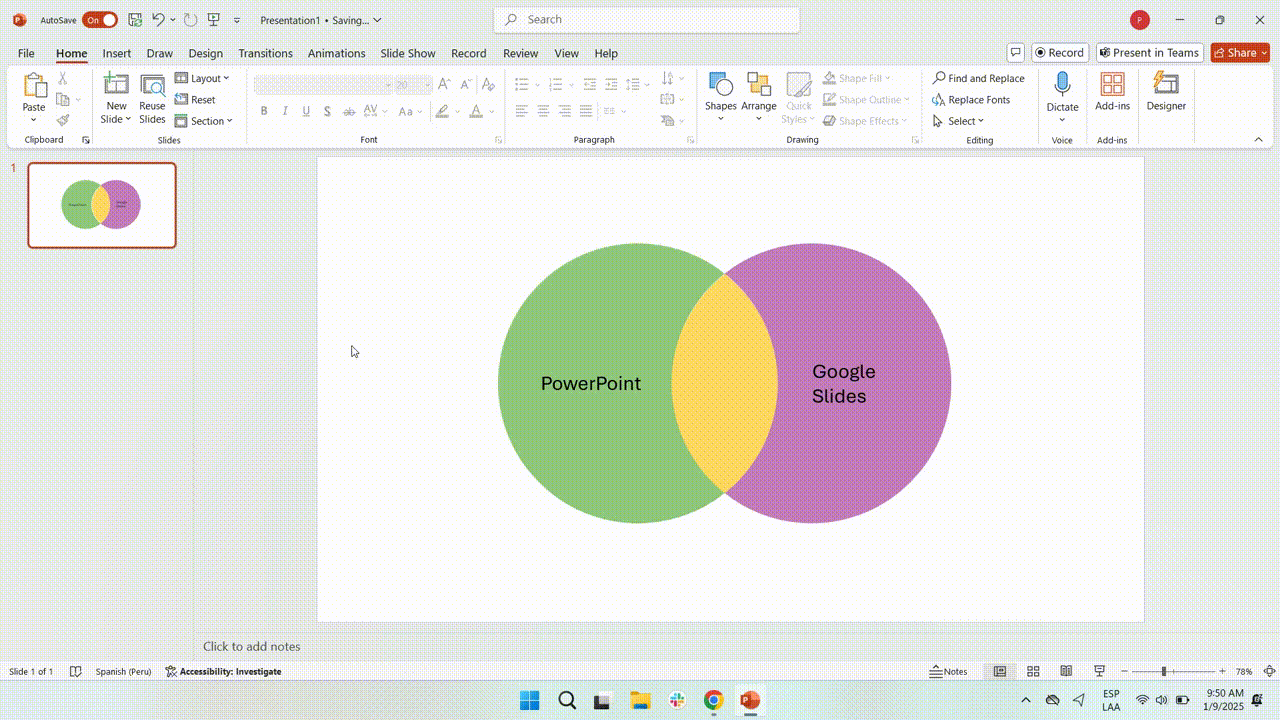 How to add text to a PowerPoint Venn Diagram