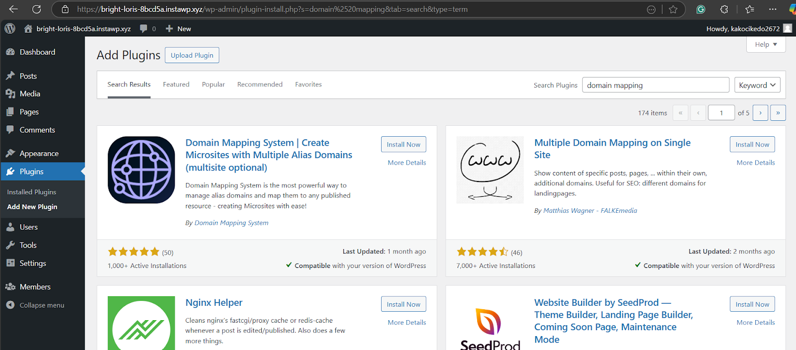 Type the name of a reliable map domain plugin in the search bar and Install>Activate the plugin. 