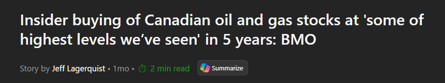 Gunstige indicaties uit de sector. Oil & gas - Canada - Energie