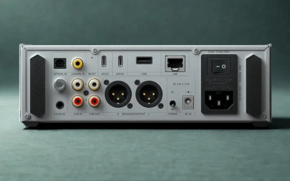 FiiO K15 rear view showing connectivity options.