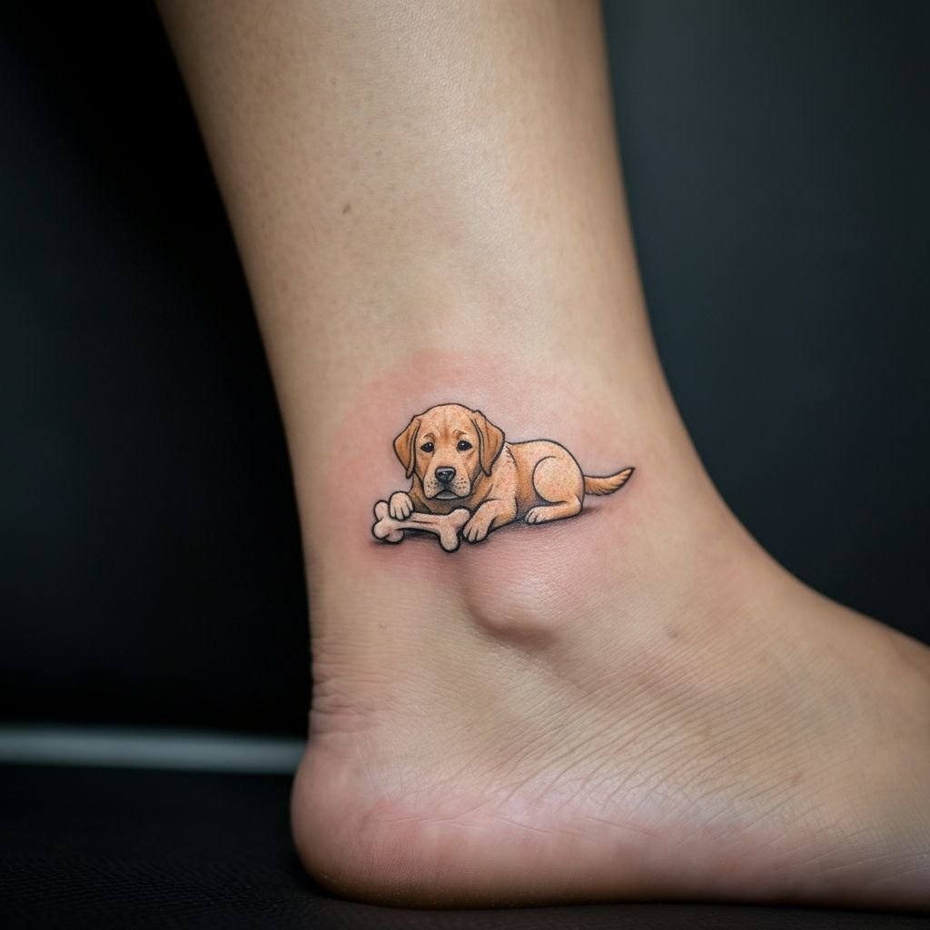  Labrador Holding a Bone Tattoo