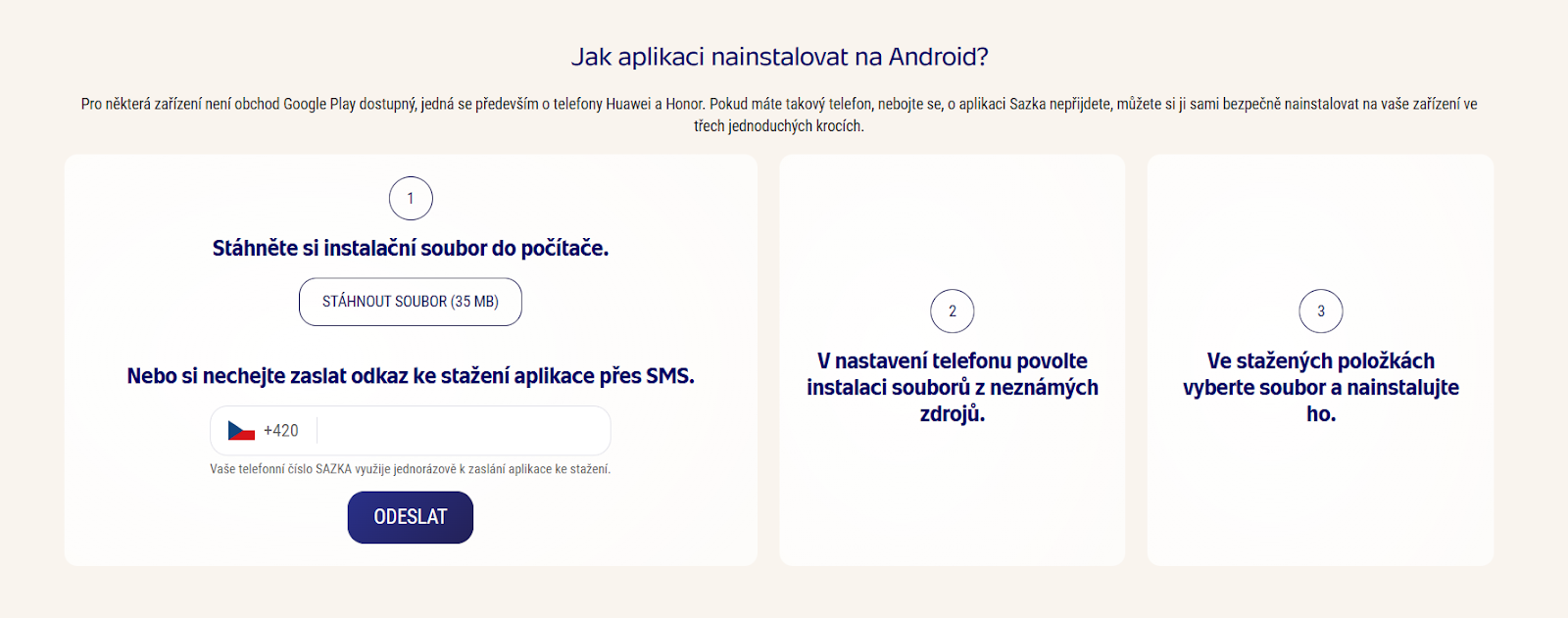 Registrace a stažení mobilní aplikace Sazka