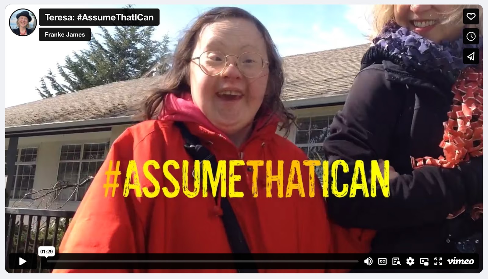 Teresa's Video asserting that people should assume that she can do something