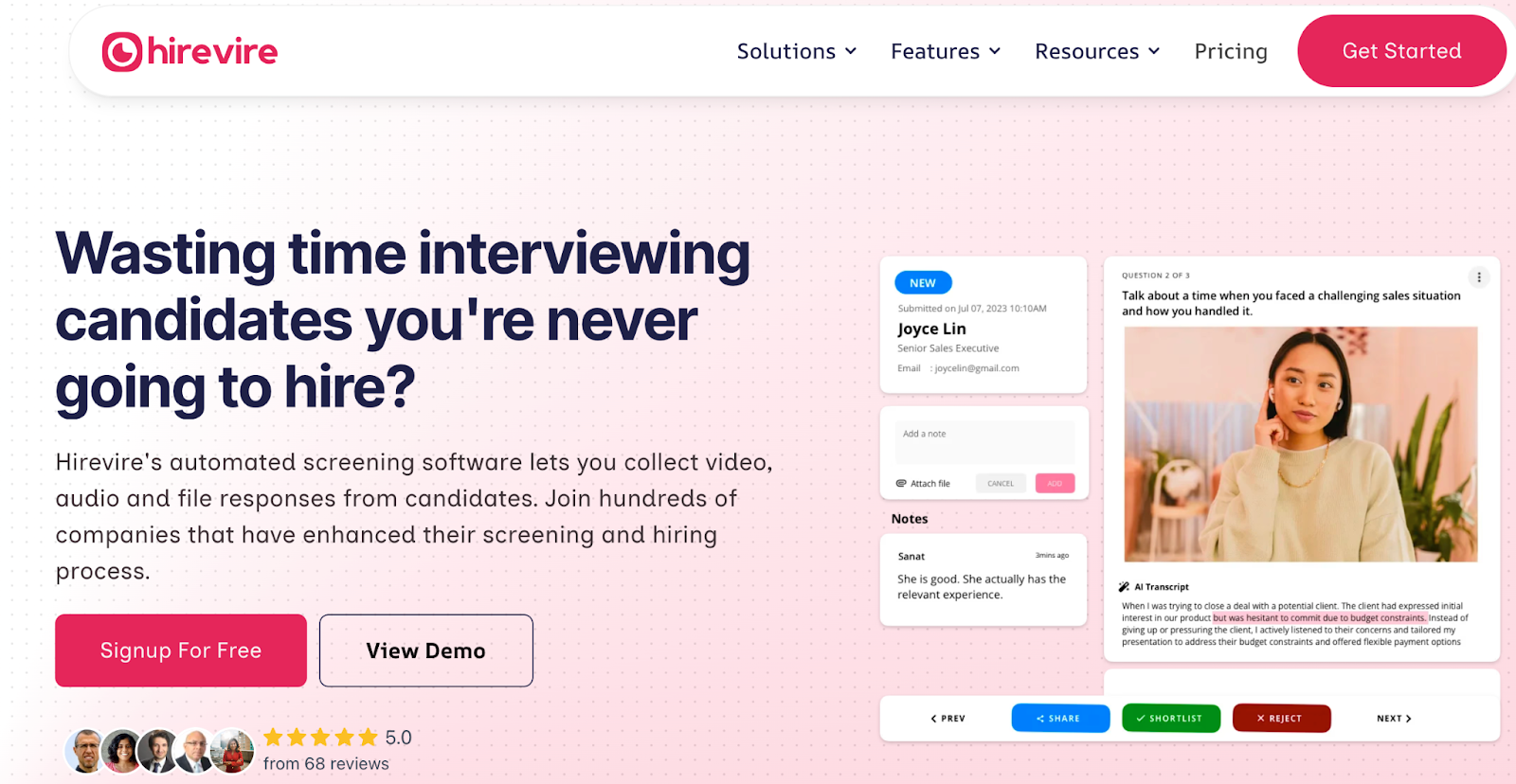 Using Hirevire to screen candidates 