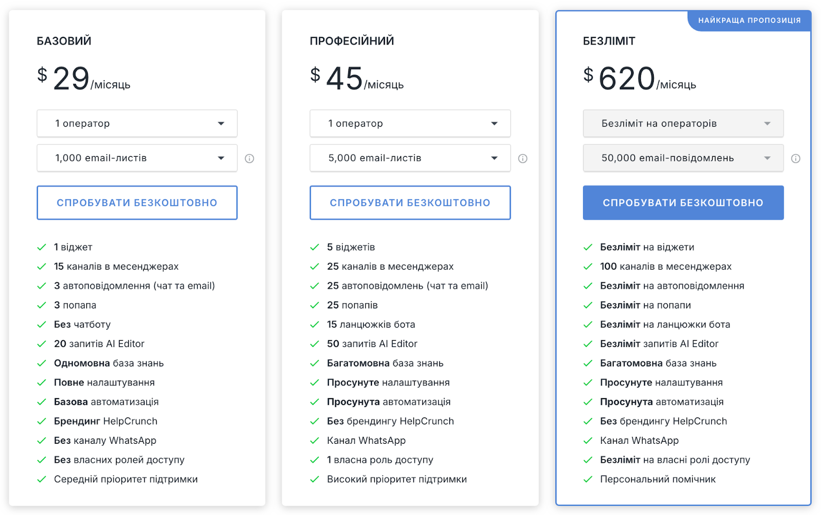 Стоимость почтовой рассылки через сервис HelpCrunch