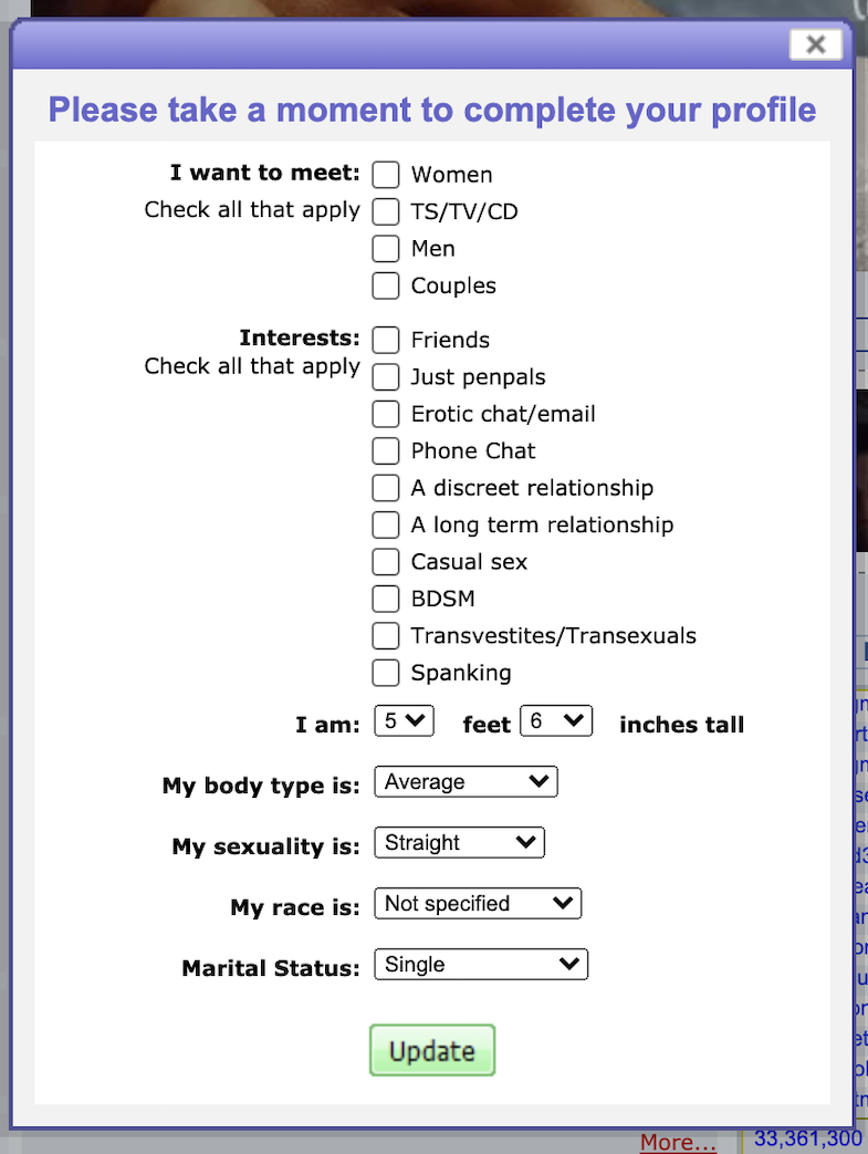 Sexy ads dating site registration process profile completion