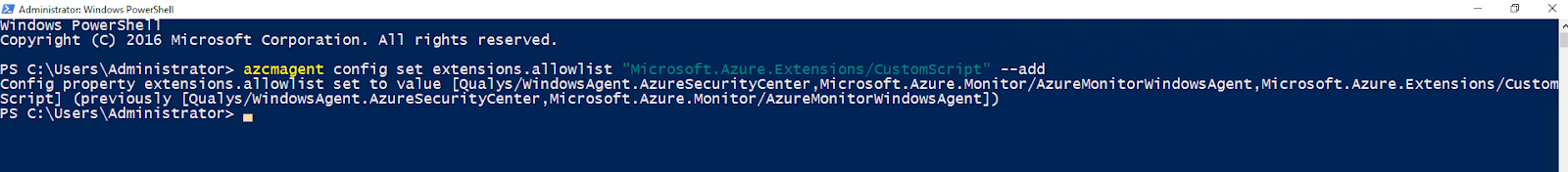 Configure Azure Arc agent extensions in Windows