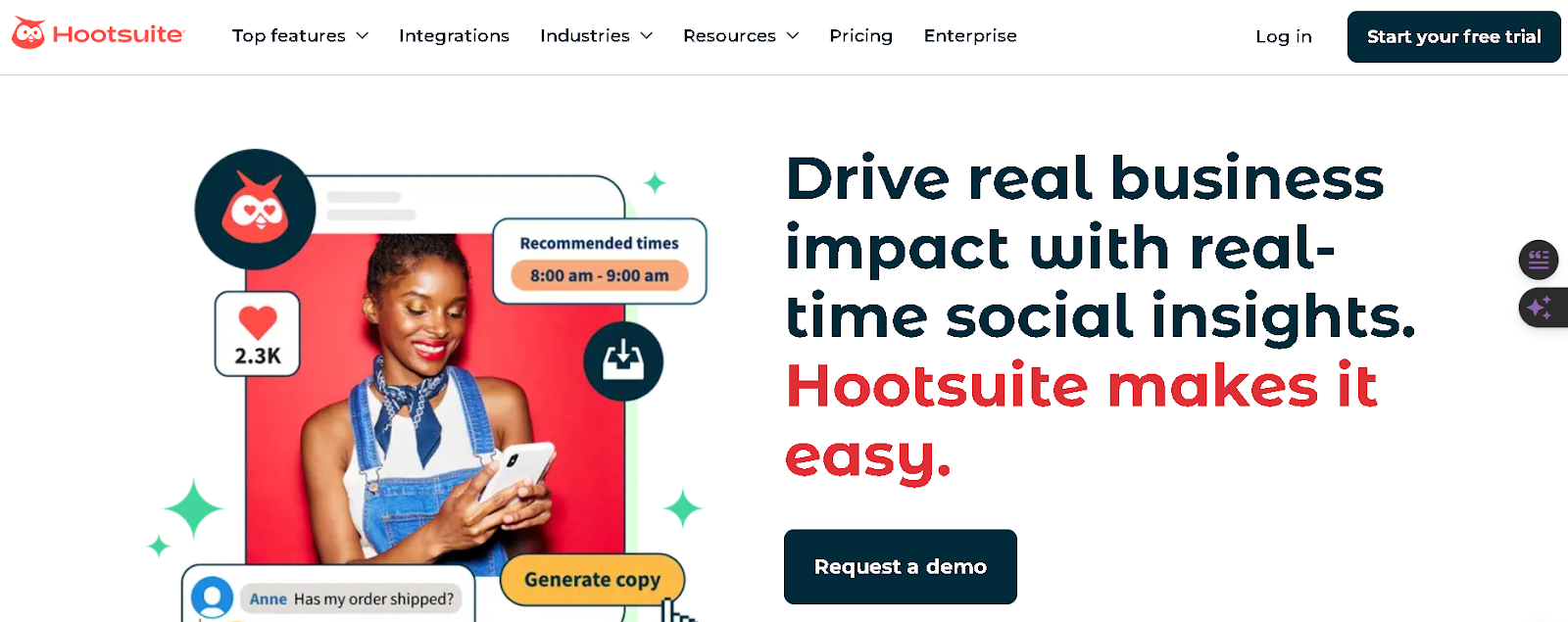 Home page of hootsuit.com