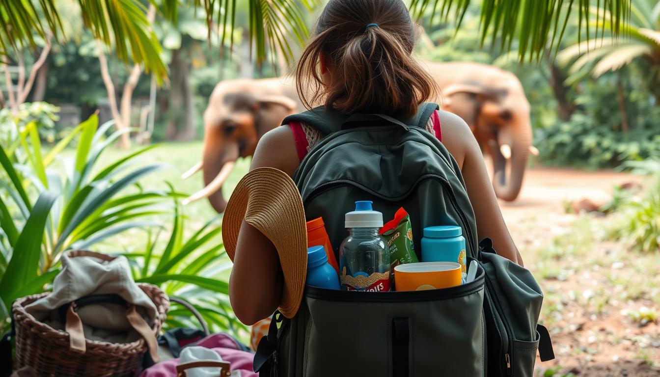 preparativos para visitar un santuario de elefantes