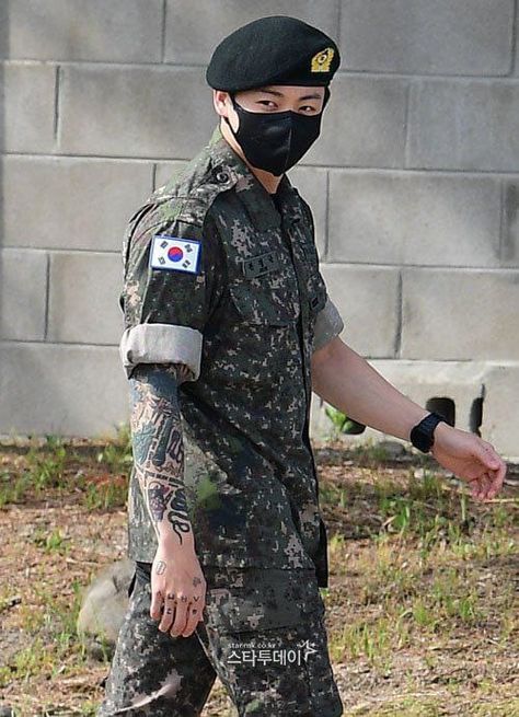 This contains an image of jungkook military service