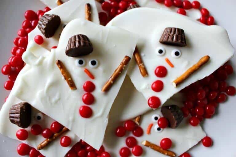 Melted Snowman Chocolate Bark