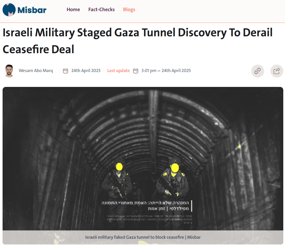 Israeli Military Staged Gaza Tunnel Discovery To Derail Ceasefire Deal