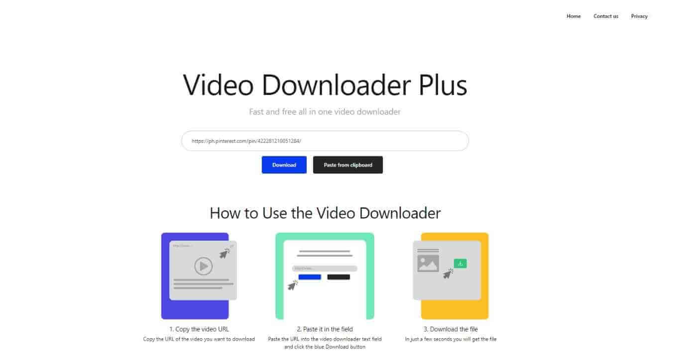 Video Downloader Plus website dashboard