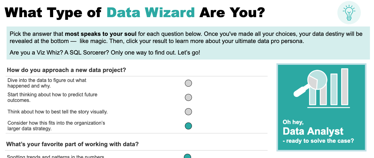 Image of data wizard quiz.