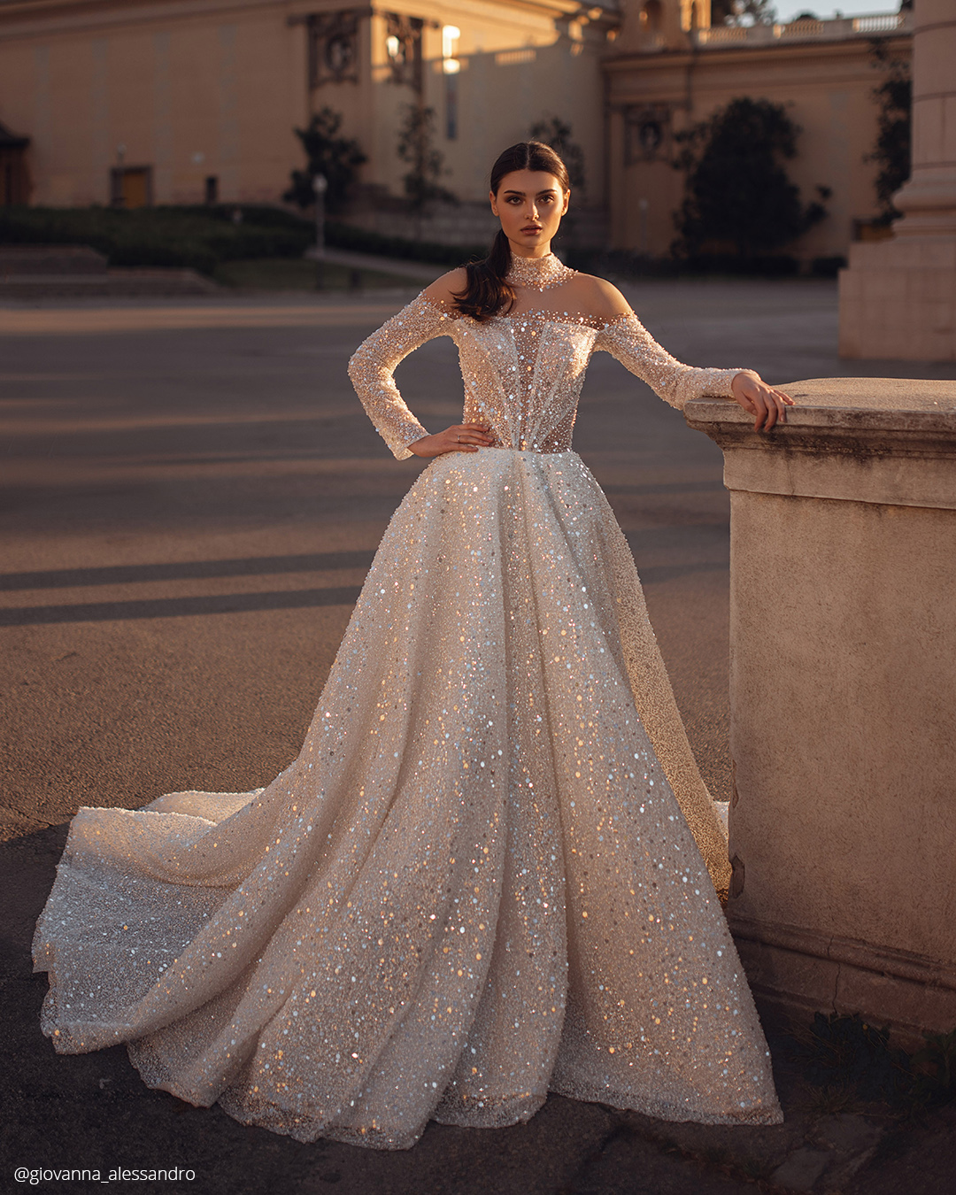 winter wedding dresses outfits ball gown with long sleeves sequins giovanna alessandro