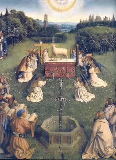 A painting of a religious gathering

Description automatically generated