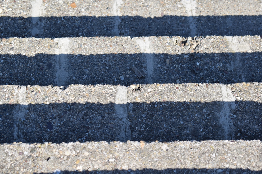 Asphalt striping in progress