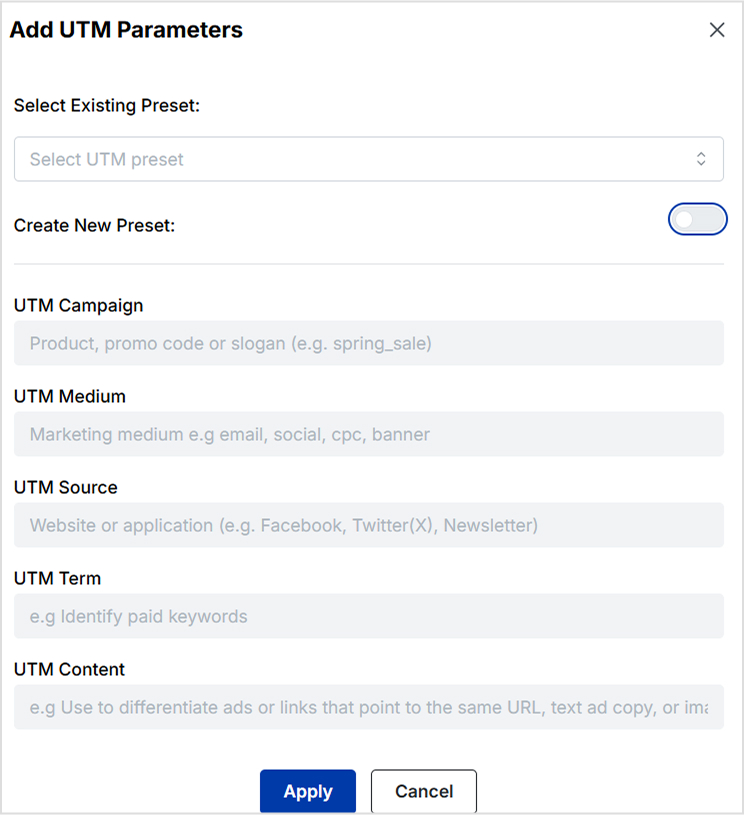 Add UTM medium, source, term