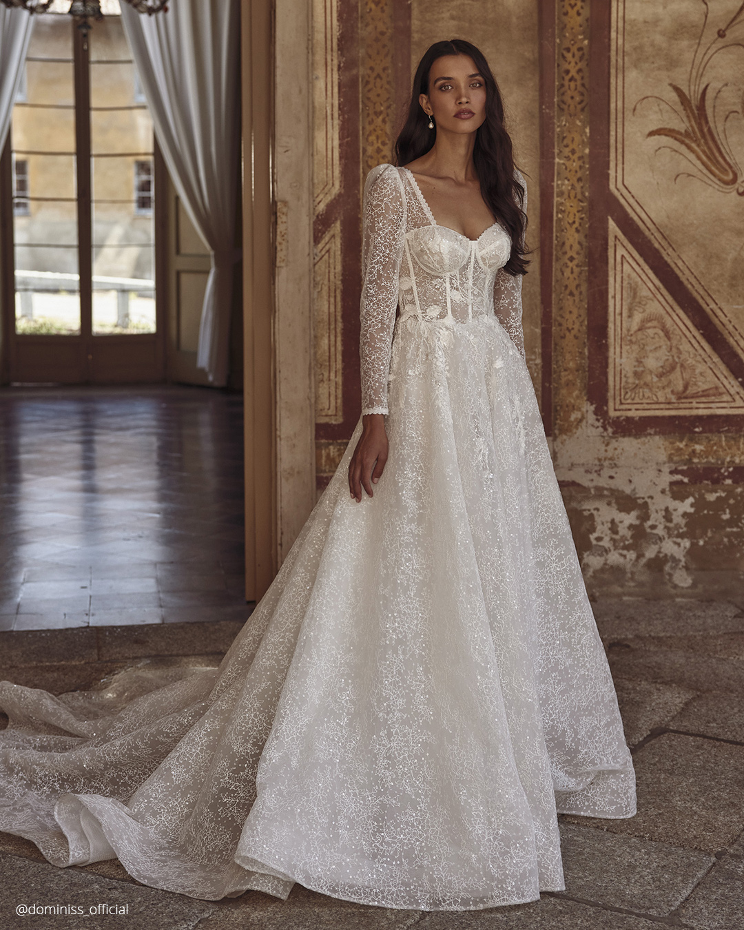 winter wedding dresses outfits a line with long sleeves lace dominiss