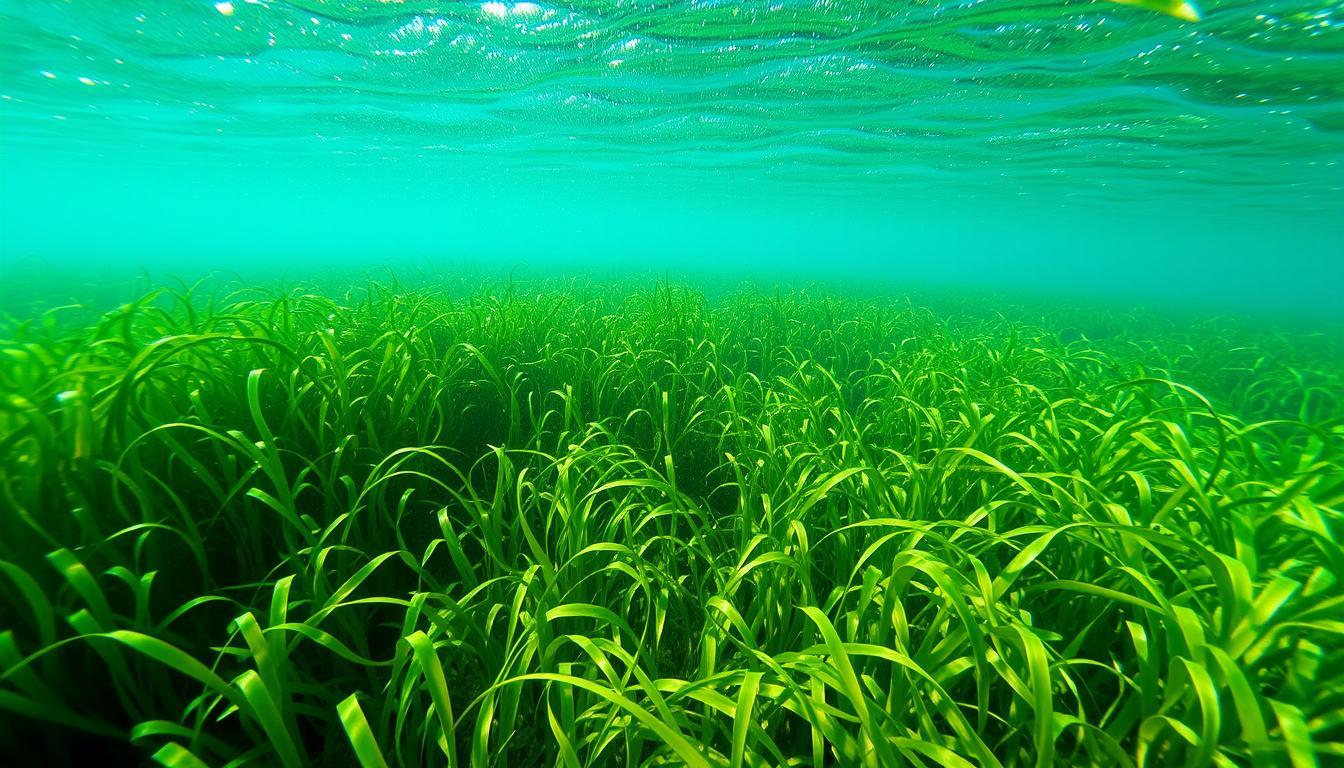 Underwater meadow of Posidonia australis seagrass in Shark Bay, Australia