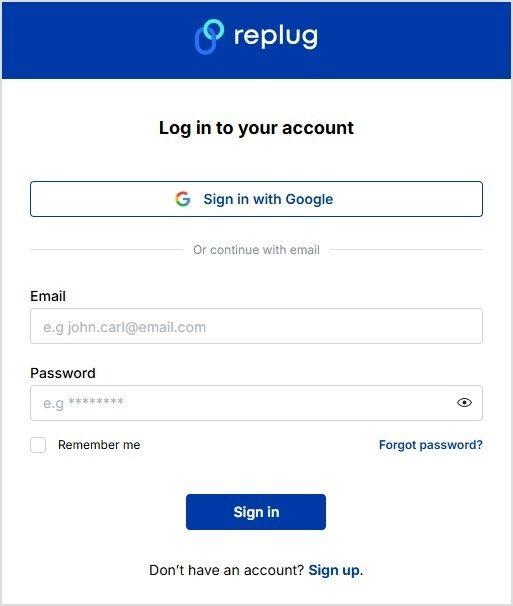 Log in to Replug