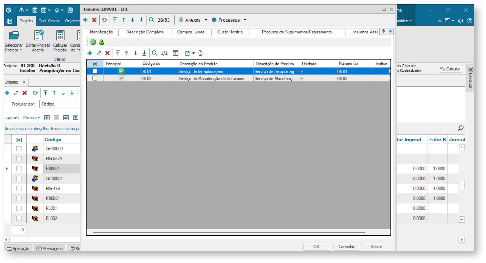 Tela da Importação de Insumos via Excel com Vínculo ao Backoffice, uma das melhorias do TOTVS Construção.