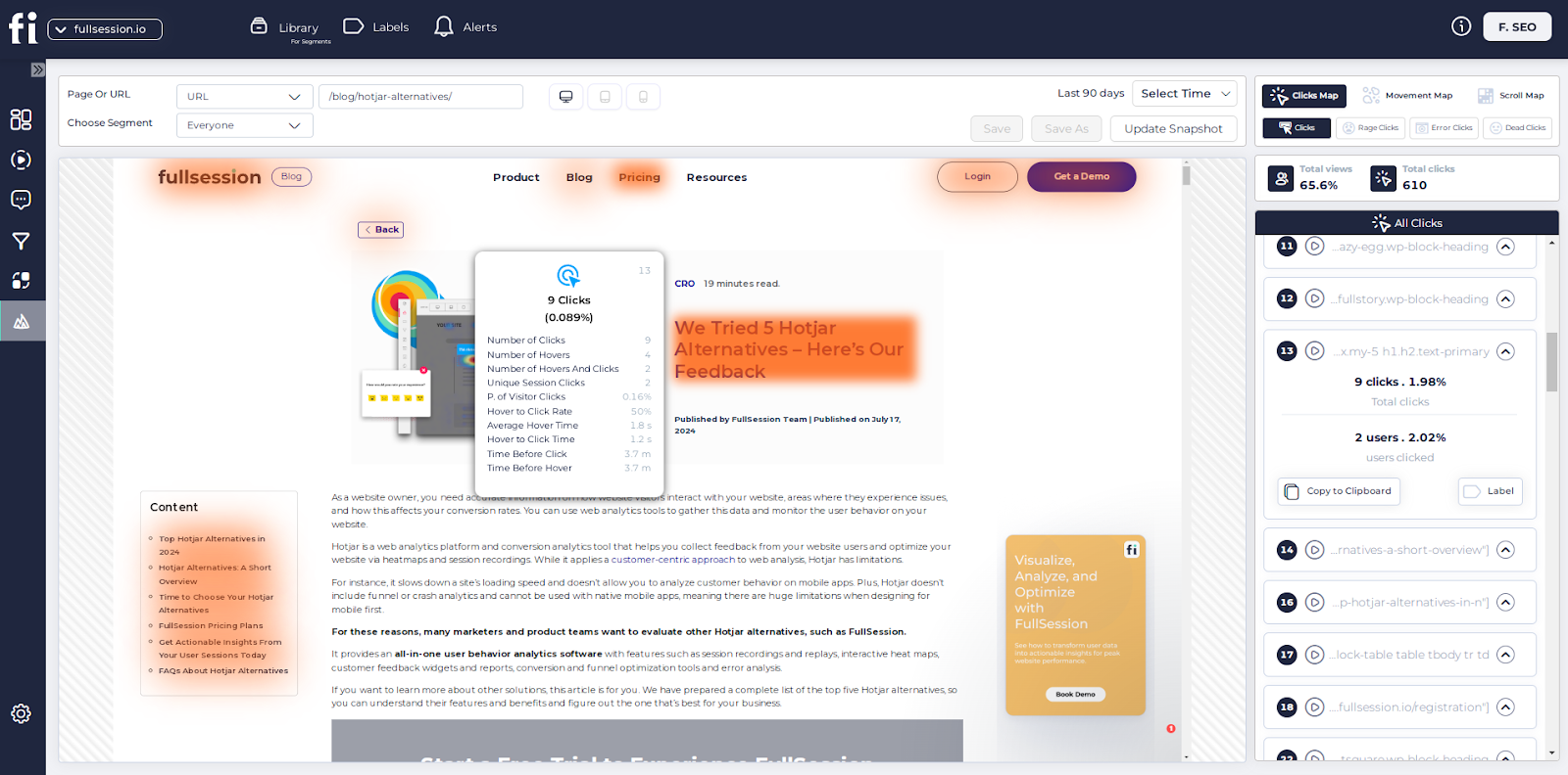 dynamic heatmap for ux audit