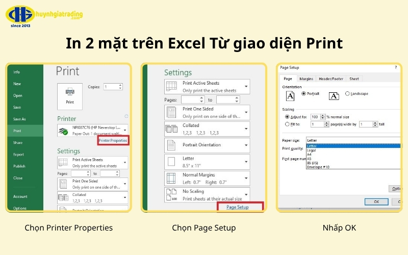 cách in 2 mặt trên Excel từ giao diện Print