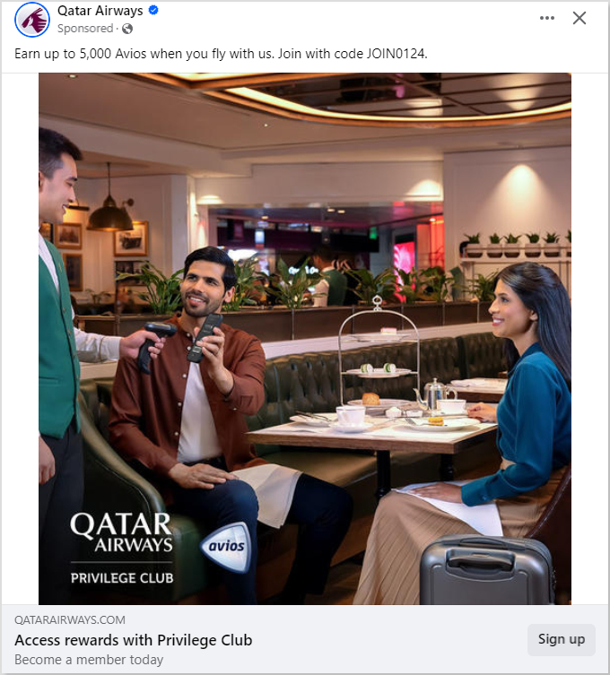 Example of Qatar Airways using retargeting 