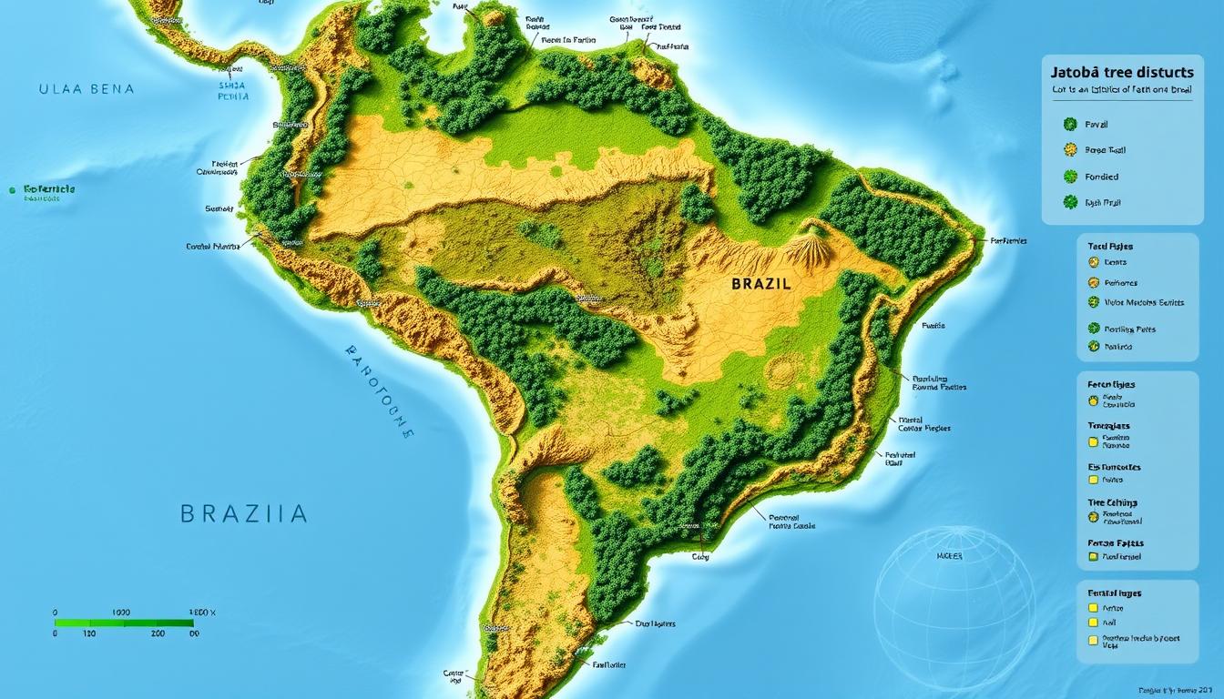 Distribuição geográfica do jatobá no Brasil