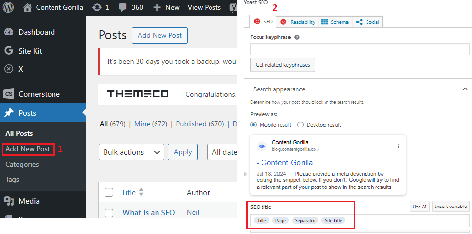 Adding a title tag as SEO page title via WP dashboard