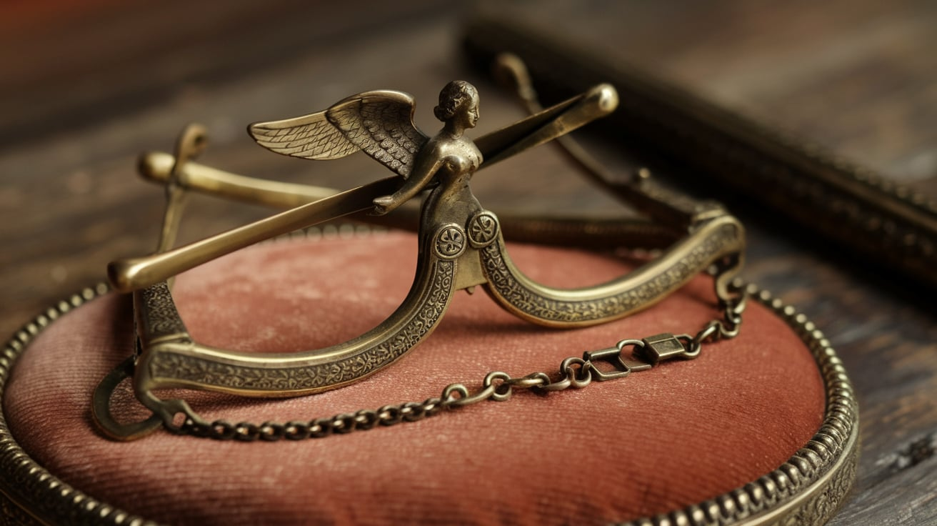 Folding Victorian Lorgnette Glasses with Winged Angel Handle
