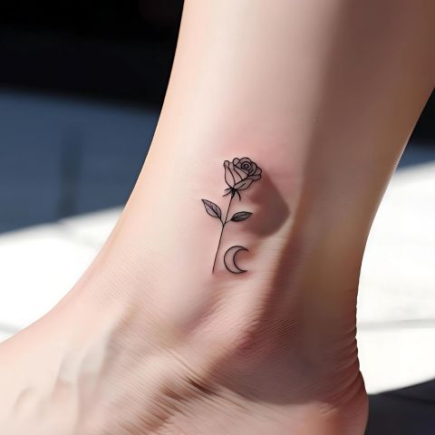 Rose and Moon Tattoo
