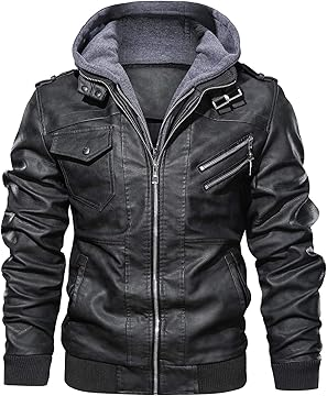 black and white leather jacket