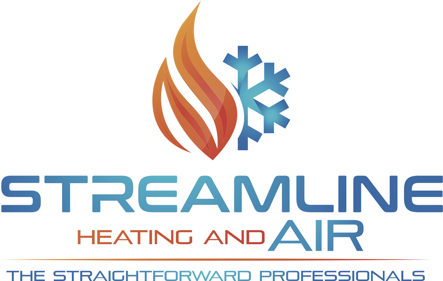 The Streamline Heating and Air logo emblazoned with the words "The Straightforward Professionals"