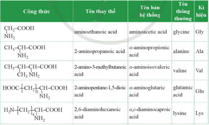 A. MỤC TIÊU CẦN ĐẠT CỦA BÀI HỌC- Nêu được khái niệm về amino acid, amino acid thiên nhiên, amino acid trong cơ thể; gọi được tên một số amino acid thông dụng, đặc điểm cấu tạo phân tử của amino acid.- Nêu được đặc điểm về tính chất vật lí của amino acid (trạng thái, nhiệt độ nóng chảy, khả năng hoà tan).- Trình bày được tính chất hoá học đặc trưng của amino acid (tính lưỡng tính, phản ứng ester hoá; phản ứng trùng ngưng của - và -amino acid).- Nêu được khả năng di chuyển của amino acid trong điện trường ở các giá trị pH khác nhau (tính chất điện di).B. NHỮNG NỘI DUNG CẦN ĐẠT CỦA BÀI HỌC