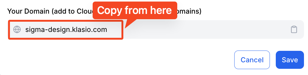 Copy hostname form Klasio app
