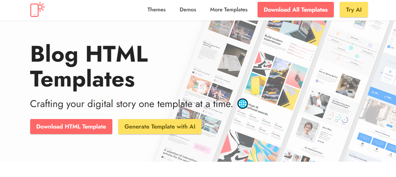 Mobirise for simple HTML blog templates