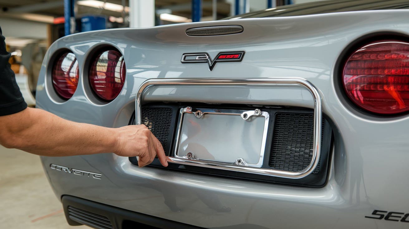 Chrome Rear License Plate Frame for a 204 C5 Corvette 