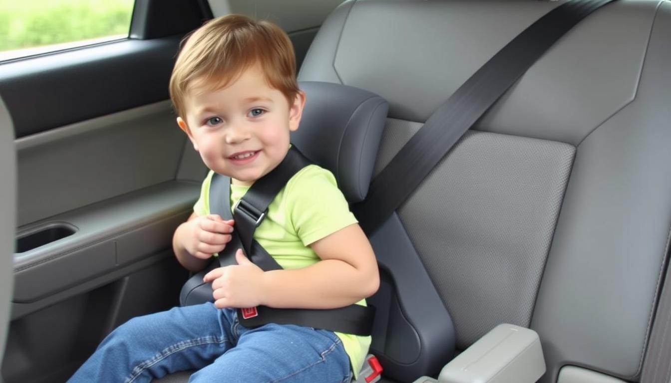 Older child in a backless booster seat